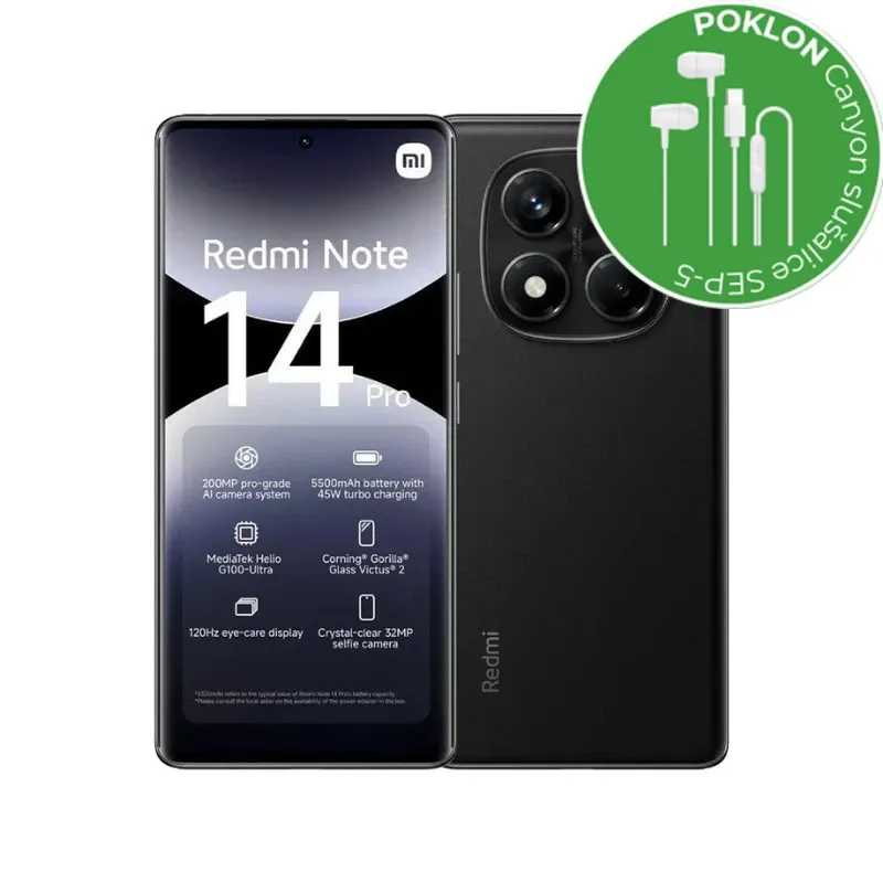 Mobitel Xiaomi Redmi Note 14 PRO 8/256GB, crni Mobitel Xiaomi Redmi Note 14 PRO 8/256GB, crni
